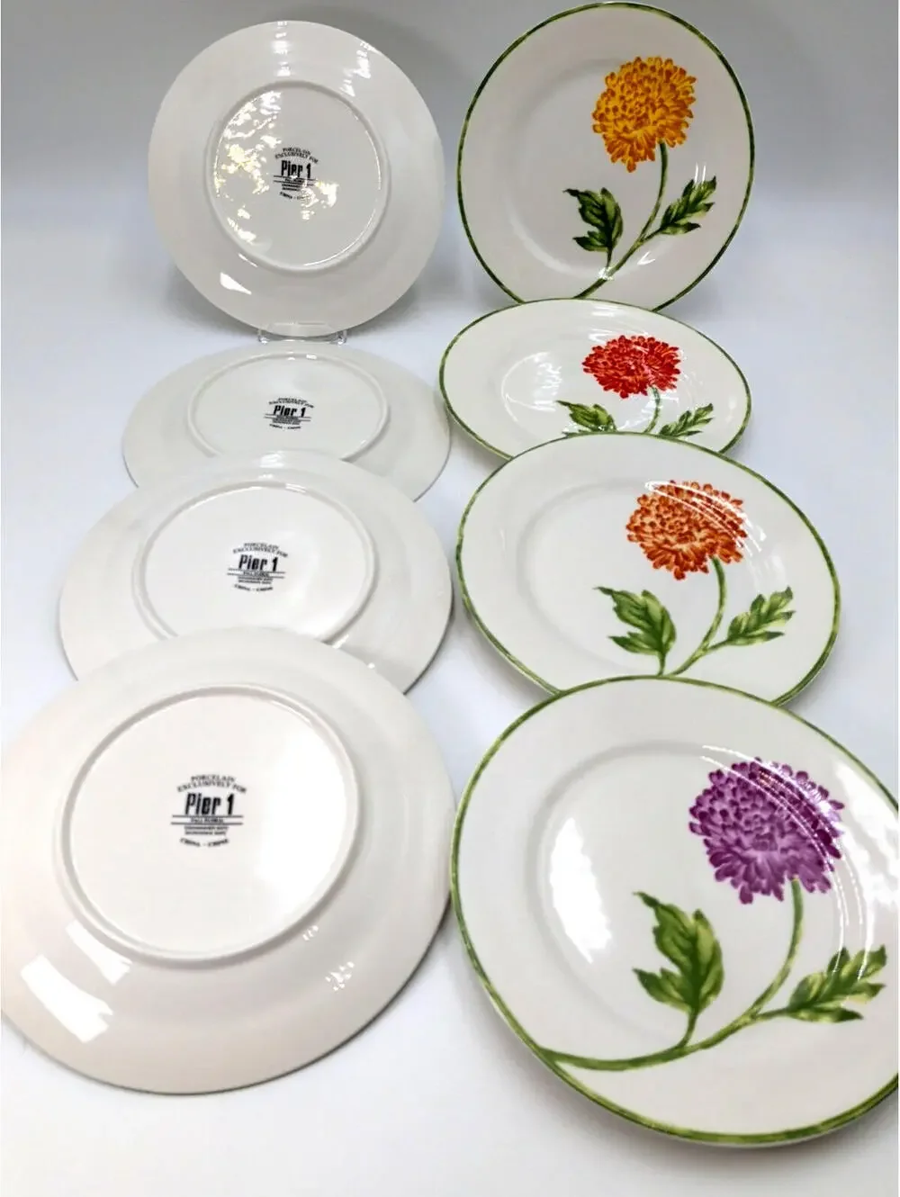 Pier 1 Imports Fall Floral Chrysanthemums SALAD PLATES 7 3/4